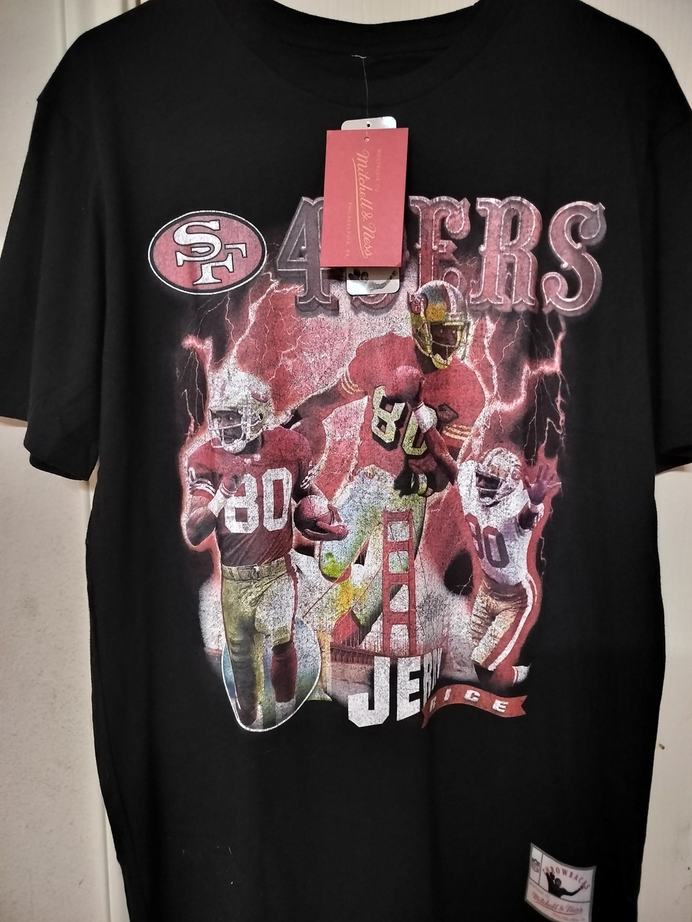 Mitchell & Ness Black Tee with Red and White Patch